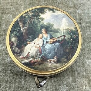 Antique Victorian Era Trinket/Ring Cylindrical Box Red‎ Velvet Lined Beautiful!